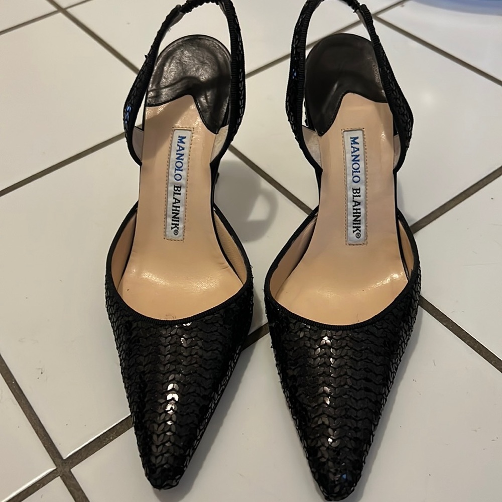 Manolo Blahnik slingback sequin pumps